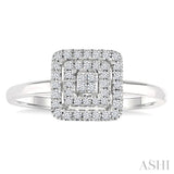 1/6 Ctw Double Halo Square Shape Petite Round Cut Diamond Fashion Ring in 10K White Gold