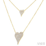3/4 Ctw 2-Layered Heart Shape Single Cut Diamond Fashion Necklace in 14K Yellow Gold