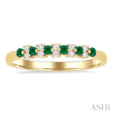 1.9 MM Emerald and 1/10 Ctw Round Cut Diamond Precious Band in 14K Yellow Gold