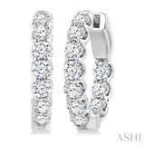 2 Ctw Inside-Out Embellished Round Cut Diamond Hoop Earrings in 14K White Gold