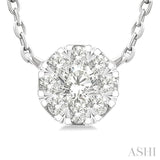 1/10 Ctw Lovebright Petite Round Shape Round Cut Diamond Fashion Pendant With Chain in 10K Yellow and White Gold