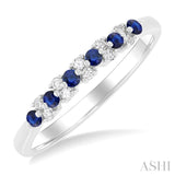 1.9 MM Sapphire and 1/10 Ctw Round Cut Diamond Precious Band in 14K White Gold