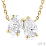 3/4 Ctw Toi Et Moi Oval and Pear Cut Diamond Pendant With Chain in 14K Yellow Gold