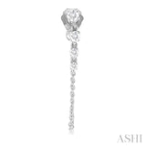 1/3 Ctw Journey Round Cut Diamond Fashion Long Chain Earring in 14K White Gold