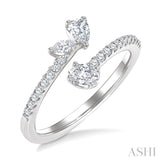 1/2 Ctw 3-Stone Mixed Diamond Cut Fashion Open Ring in 14K White Gold