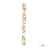 1 1/6 Ctw Inside & Outside Marquise and Round Cut Diamond Fashion Open Hoop Earrings in 14K Yellow Gold