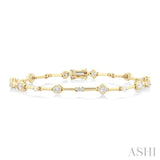 1 1/5 Ctw Mixed Diamond Cut Bar Link Bracelet in 14K Yellow Gold