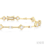1 1/3 Ctw Bezel Set Princess and Round Cut Diamond Bar Link Bracelet in 14K Yellow Gold