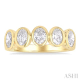 2 Ctw 5-Stone Bezel Set Oval Cut Diamond Fashion Band in 14K Yellow Gold