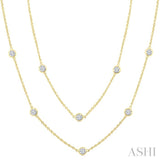 3 Ctw Bezel Set Round Cut Diamond Station Long Necklace in 14K Yellow Gold