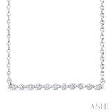 1/10 Ctw Petite Bar Round Cut Diamond Pendant With Chain in Sterling Silver