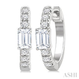 3/8 Ctw Octagon Shape and Round Cut Diamond Fashion Huggie Petite Earrings in 14K White Gold