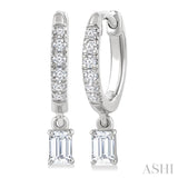 3/8 Ctw Octagon Shape and Round Cut Diamond Fashion Huggie Petite Earrings in 14K White Gold