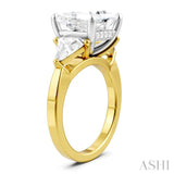 1 1/10 Ctw Princess Shape Trillion Cut & Round Cut Diamond Semi-Mount Engagement Ring in 14K Yellow and White Gold