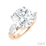 1 Ctw Tri-Mount Circular Shape Center Pear and Round Cut Diamond Semi Mount Engagement Ring in 14K Rose and White Gold