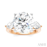 1 Ctw Tri-Mount Circular Shape Center Pear and Round Cut Diamond Semi Mount Engagement Ring in 14K Rose and White Gold