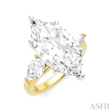 1 Ctw Tri-Mount Marquise Shape Center Pear and Round Cut Diamond Semi Mount Engagement Ring in 14K Yellow and White Gold