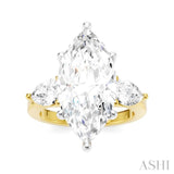 1 Ctw Tri-Mount Marquise Shape Center Pear and Round Cut Diamond Semi Mount Engagement Ring in 14K Yellow and White Gold