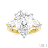 1 Ctw Tri-Mount Centerpiece Pear and Round Cut Diamond Semi Mount Engagement Ring in 14K Yellow and White Gold