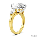 1 Ctw Tri-Mount Centerpiece Pear and Round Cut Diamond Semi Mount Engagement Ring in 14K Yellow and White Gold