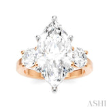 1 Ctw Tri-Mount Marquise Shape Center Round Cut Diamond Semi Mount Engagement Ring in 14K Rose and White Gold