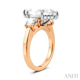 1 Ctw Tri-Mount Marquise Shape Center Round Cut Diamond Semi Mount Engagement Ring in 14K Rose and White Gold
