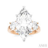 1 Ctw Tri-Mount Marquise Shape Center Round Cut Diamond Semi Mount Engagement Ring in 14K Rose and White Gold
