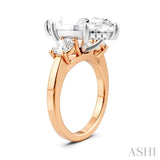 1 Ctw Tri-Mount Marquise Shape Center Round Cut Diamond Semi Mount Engagement Ring in 14K Rose and White Gold