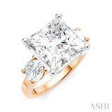 1 Ctw Tri-Mount Princess Shape Round Cut Diamond Semi Mount Engagement Ring in 14K Rose and White Gold
