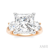 1 Ctw Tri-Mount Princess Shape Round Cut Diamond Semi Mount Engagement Ring in 14K Rose and White Gold