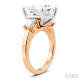 1 Ctw Tri-Mount Princess Shape Round Cut Diamond Semi Mount Engagement Ring in 14K Rose and White Gold