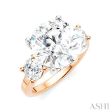 1 Ctw Tri-Mount Past, Present and Future Round Cut Diamond Semi Mount Engagement Ring in 14K Rose and White Gold