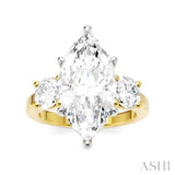1 Ctw Tri-Mount Marquise Shape Center Round Cut Diamond Semi Mount Engagement Ring in 14K Yellow and White Gold