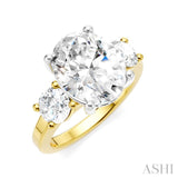 1 Ctw Tri-Mount Past, Present and Future Oval Shape Center Round Cut Diamond Semi Mount Engagement Ring in 14K Yellow and White Gold