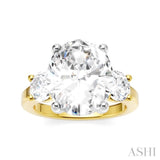 1 Ctw Tri-Mount Past, Present and Future Oval Shape Center Round Cut Diamond Semi Mount Engagement Ring in 14K Yellow and White Gold
