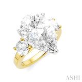 1 Ctw Tri-Mount Pear Shape Round Cut Diamond Semi Mount Engagement Ring in 14K Yellow and White Gold