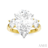 1 Ctw Tri-Mount Pear Shape Round Cut Diamond Semi Mount Engagement Ring in 14K Yellow and White Gold