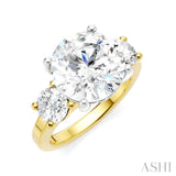 1 Ctw Tri-Mount Past, Present and Future Round Cut Diamond Semi Mount Engagement Ring in 14K Yellow and White Gold