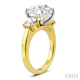 1 Ctw Tri-Mount Past, Present and Future Round Cut Diamond Semi Mount Engagement Ring in 14K Yellow and White Gold