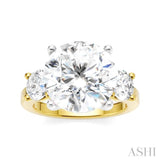 1 Ctw Tri-Mount Past, Present and Future Round Cut Diamond Semi Mount Engagement Ring in 14K Yellow and White Gold