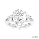 1/2 Ctw Tri-Mount Pear Shape Round Cut Diamond Semi-Mount Engagement Ring in 14K White Gold