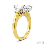 1/2 Ctw Tri-Mount Marquise Shape Center Round Cut Diamond Semi-Mount Engagement Ring in 14K Yellow and White Gold