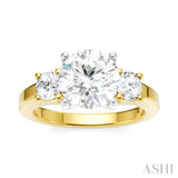 1/2 Ctw Tri-Mount Past, Present and Future Round Cut Diamond Semi-Mount Engagement Ring in 14K Yellow and White Gold