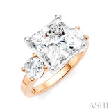 1 Ctw Tri-Mount Princess Shape Round Cut Diamond Semi Mount Engagement Ring in 14K Rose and White Gold