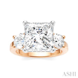 1 Ctw Tri-Mount Princess Shape Round Cut Diamond Semi Mount Engagement Ring in 14K Rose and White Gold