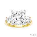 1 Ctw Tri-Mount Princess Shape Round Cut Diamond Semi Mount Engagement Ring in 14K Yellow and White Gold