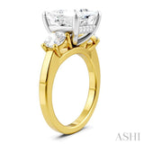 1 Ctw Tri-Mount Princess Shape Round Cut Diamond Semi Mount Engagement Ring in 14K Yellow and White Gold