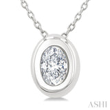 1/3 Ctw Bezel Set Oval Cut Diamond Bubble Fashion Pendant With Chain in 14K White Gold