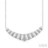 1/10 Ctw Ribbed Dome Shape Round Cut Diamond Bold Fashion Pendant With Chain in Sterling Silver