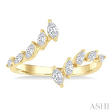 1/2 Ctw Marquise Cut Diamond Bypass Fashion Open Ring in 14K Yellow Gold